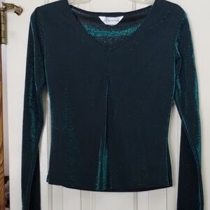 Elegant Black and Green Sparkly Women's Top